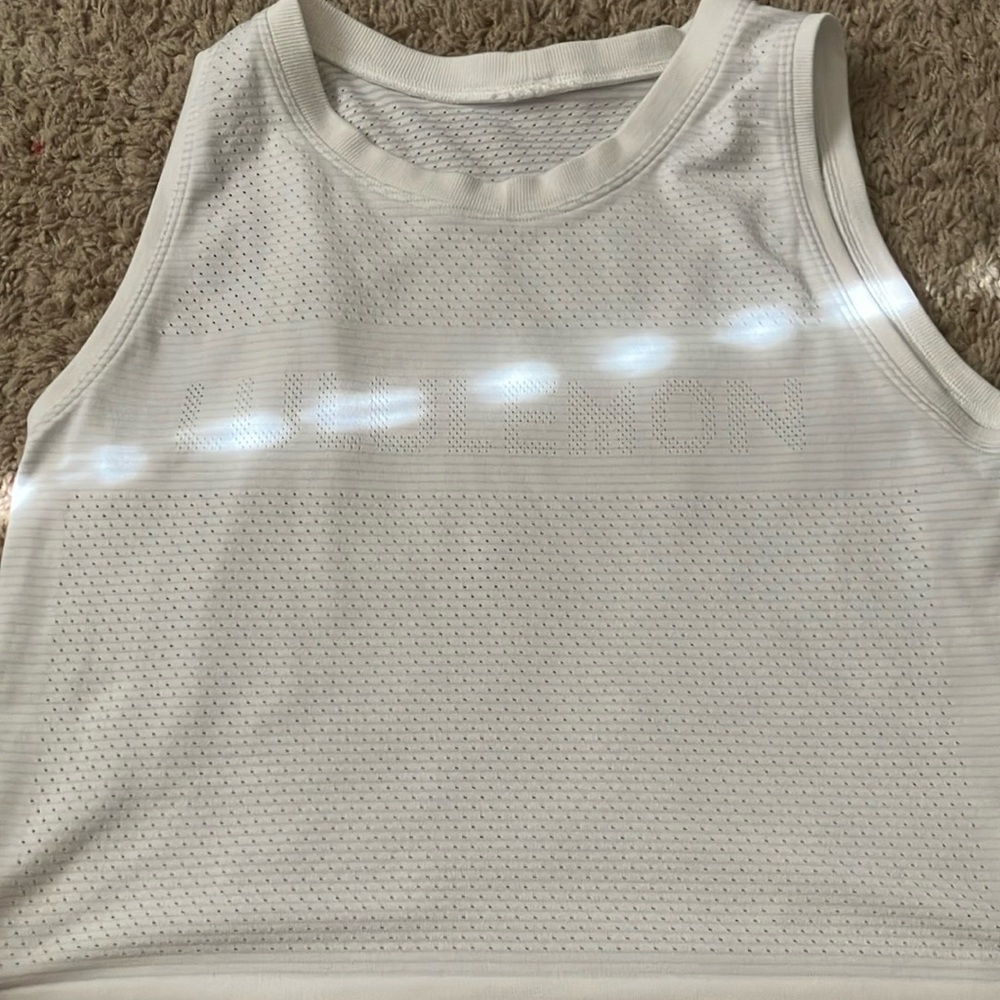 Lululemon Athletica White Mesh Muscle Tee - Picture 1 of 3